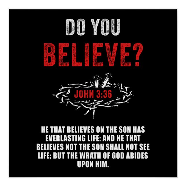 Do You Believe? John 3:36 Bible Verse Poster (Front)