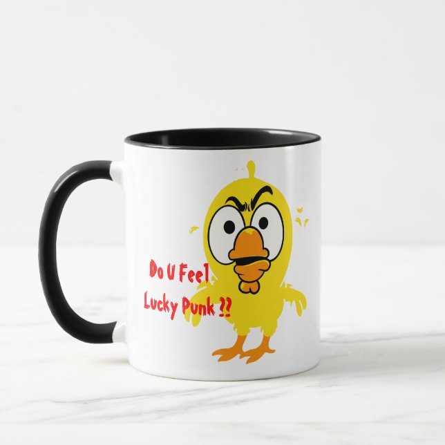 Do You Feel Lucky Punk Chicken Mug - Funny Coffee  (Left)