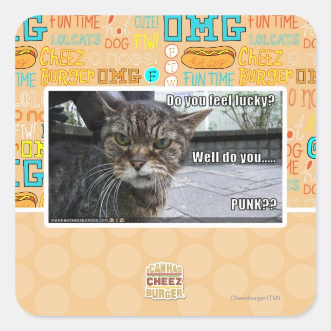 Do you feel lucky? square sticker (Front)