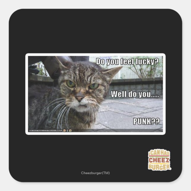 Do you feel lucky? square sticker (Front)