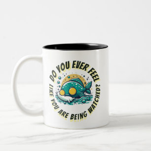 Do you feel watched? Yellow Fish Two-Tone Coffee Mug