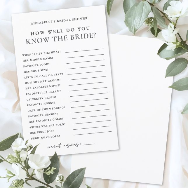 Do You Know The Bride Bridal Shower Game (How Well Do You Know The Bride Bridal Shower Game )
