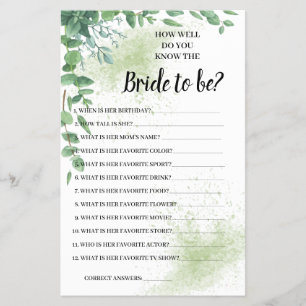 Do you know the Bride Eucalyptus Shower Game Card