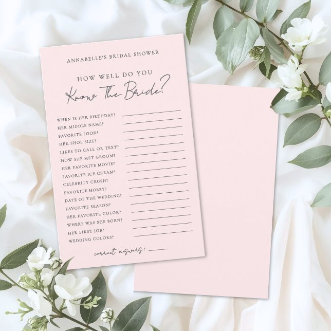 Do You Know The Bride Pink Bridal Shower Game (Do You Know The Bride Pink Bridal Shower Game)