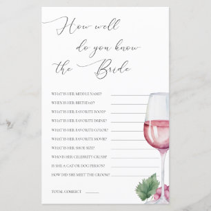 Do You Know The Bride Vino before Vows Bridal Game