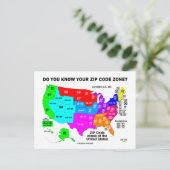 Do You Know Your Zip Code Zone? (US Map) Postcard (Standing Front)