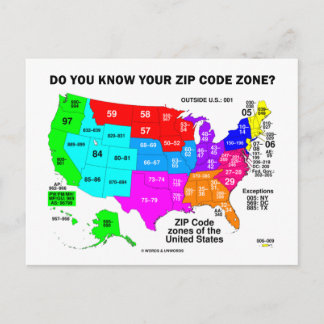 Do You Know Your Zip Code Zone? (US Map) Postcard