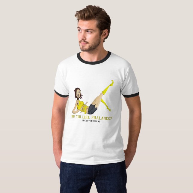 "Do You Like Phalanges?": White T-Shirt (Front Full)