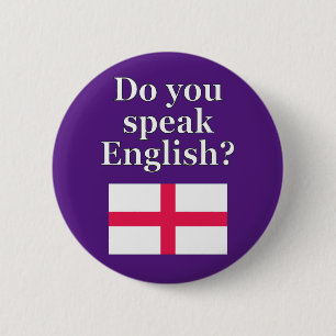 "Do you speak English?" in English. Flag 6 Cm Round Badge