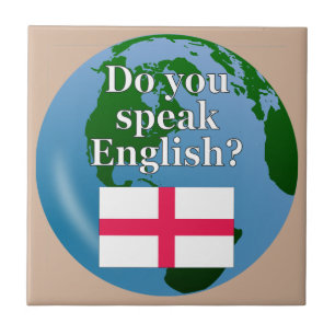 "Do you speak English?" in English. Flag & globe Tile