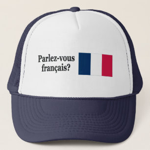 Do you speak French? in French. Flag bf Trucker Hat