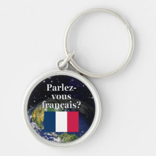 Do you speak French? in French. Flag & Earth Key Ring