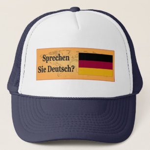 Do you speak German? in German. Flag bf Trucker Hat