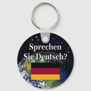 Do you speak German? in German. Flag & Earth Key Ring