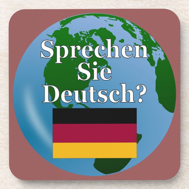 Do you speak German? in German. Flag & globe Coaster (Front)