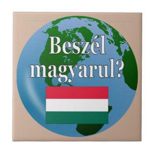 Do you speak Hungarian? in Hungarian. Flag & globe Tile