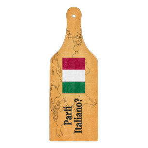 Do you speak Italian? in Italian. Flag bf Cutting Board