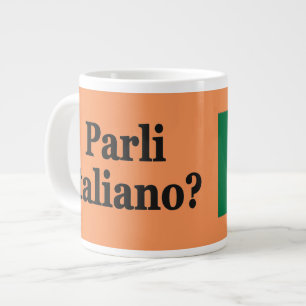 Do you speak Italian? in Italian. Flag bf Large Coffee Mug