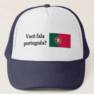 Do you speak Portuguese? in Portuguese. Flag bf Trucker Hat
