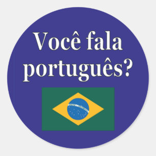 Do you speak Portuguese? in Portuguese. Flag Classic Round Sticker