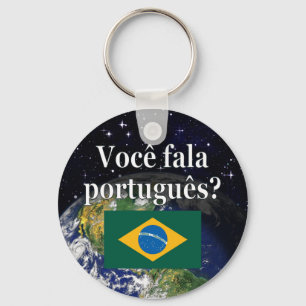Do you speak Portuguese? in Portuguese. Flag earth Key Ring