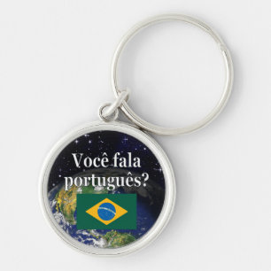 Do you speak Portuguese? in Portuguese. Flag earth Key Ring