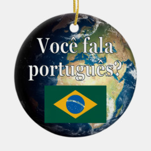 Do you speak Portuguese? Portuguese. Flag & Earth Ceramic Tree Decoration