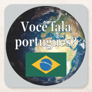 Do you speak Portuguese? Portuguese. Flag & Earth Square Paper Coaster