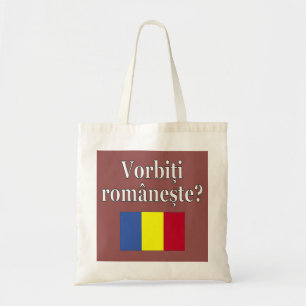 Do you speak Romanian? in Romanian. Flag Tote Bag