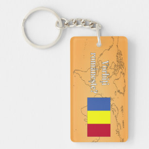 Do you speak Romanian? in Romanian. Flag wf Key Ring