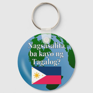 Do you speak Tagalog? in Tagalog. Flag & globe Key Ring