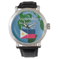 Do you speak Tagalog? in Tagalog. Flag & globe