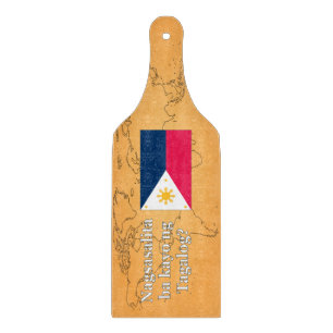 Do you speak Tagalog? in Tagalog. Flag wf Cutting Board