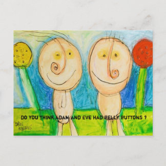 do you think adam and eve had belly buttons ? postcard