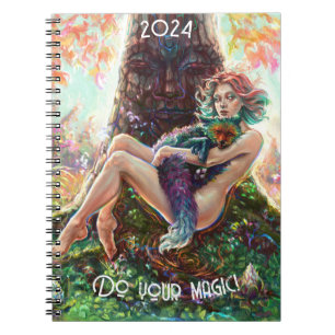 Do your magic ! Girl and magicfox fantasy artsy Notebook