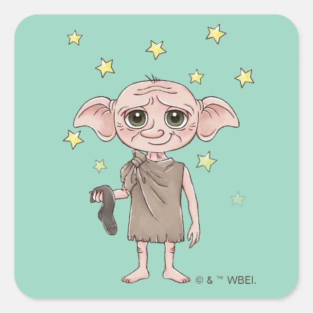 Dobby Watercolor Character Art Square Sticker (Front)