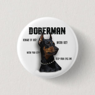 Doberman   3 cm round badge