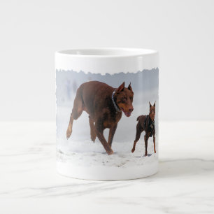 Doberman and Min Pin - LOOK! A Mini Me! Large Coffee Mug