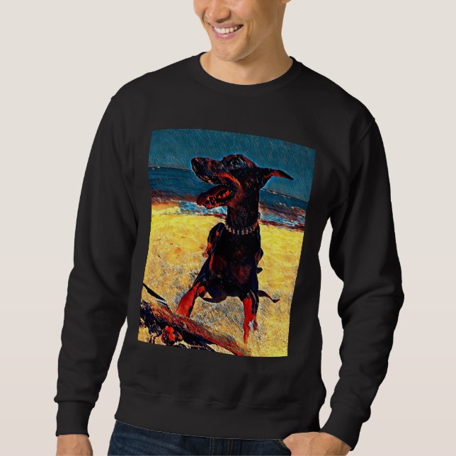 Doberman At The Beach  820 Sweatshirt (Front)