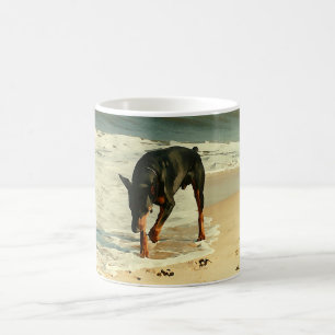 Doberman at the Beach Painting Image Coffee Mug
