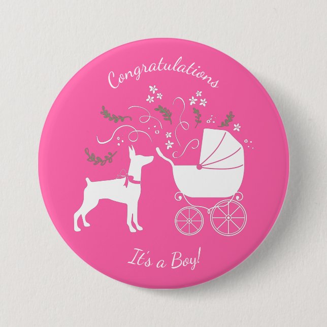 Doberman Baby Shower Dog 7.5 Cm Round Badge (Front)