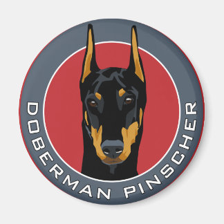 Doberman Badge, Black with Red Magnet