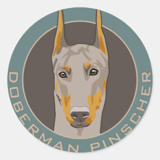 Doberman Badge, Fawn Classic Round Sticker