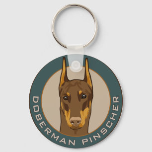 Doberman Badge, Red Key Ring