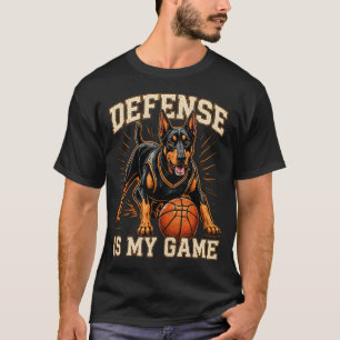 Doberman Basketball Dog Vintage Sports Design T-Shirt