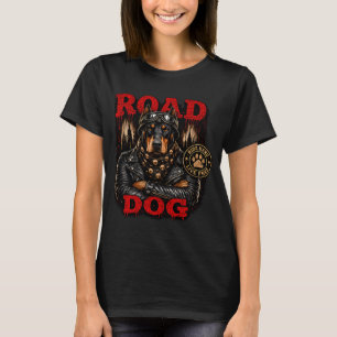 Doberman Biker Design – Road Dog Ride Hard Live T-Shirt