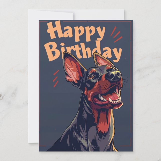 Doberman Birthday Holiday Card (Front)