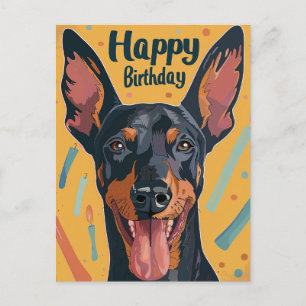 Doberman Birthday Postcard