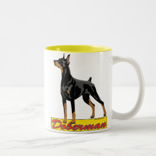 Doberman- black and red Two-Tone coffee mug