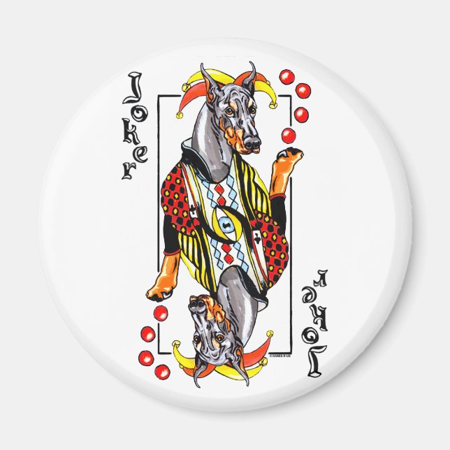 Doberman Black Joker Magnet (Front)